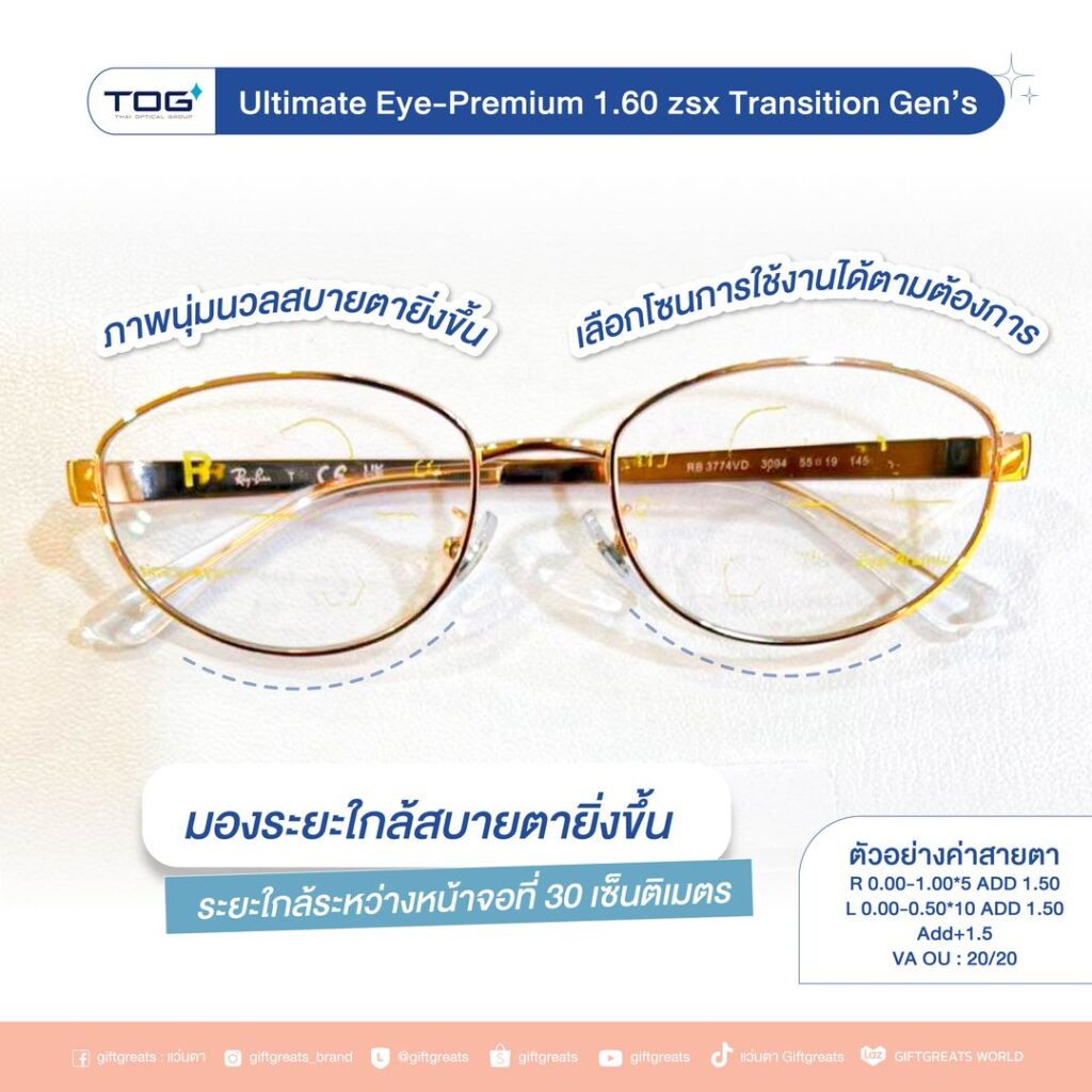 เลนส์ TOG Ultimate EYE-PREMIUM ออกแบบระยะมองใกล้ที่ 30 เซนติเมตร สำหรับการมองหน้าจอมือถือ