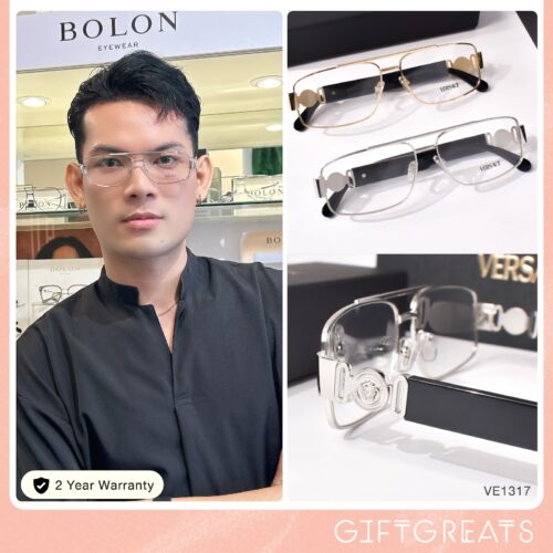 แว่นสายตา Versace รุ่น VE1317 ทรงสี่เหลี่ยมโลหะ ร้านแว่นตา GIFTGREATS