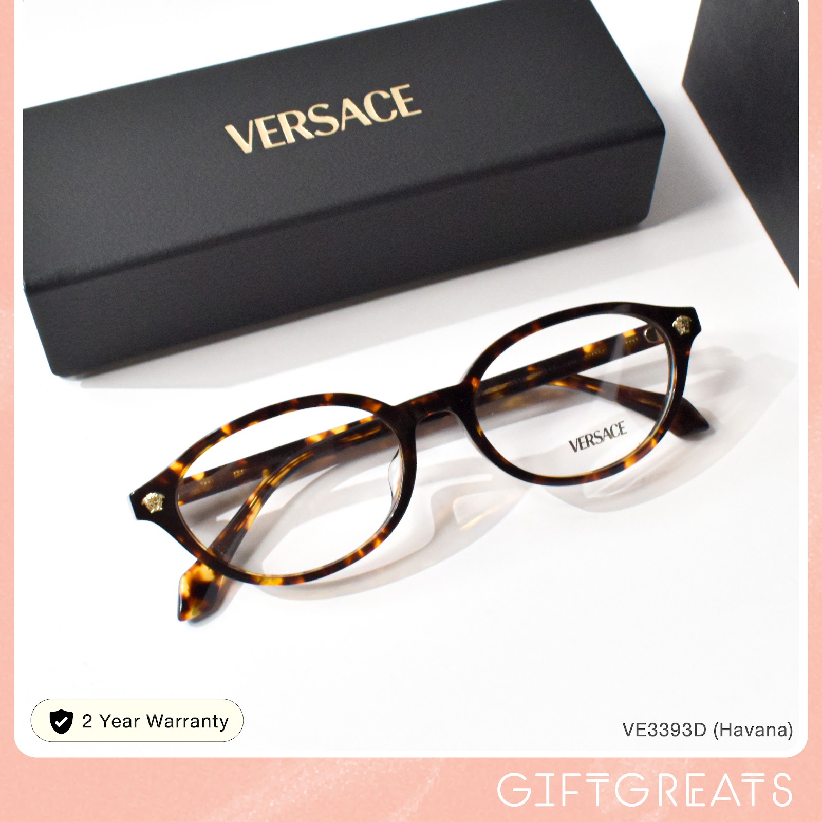 แว่นสายตา Versace รุ่น VE3393D ทรงกลมสี Havana ร้านแว่นตา GIFTGREATS