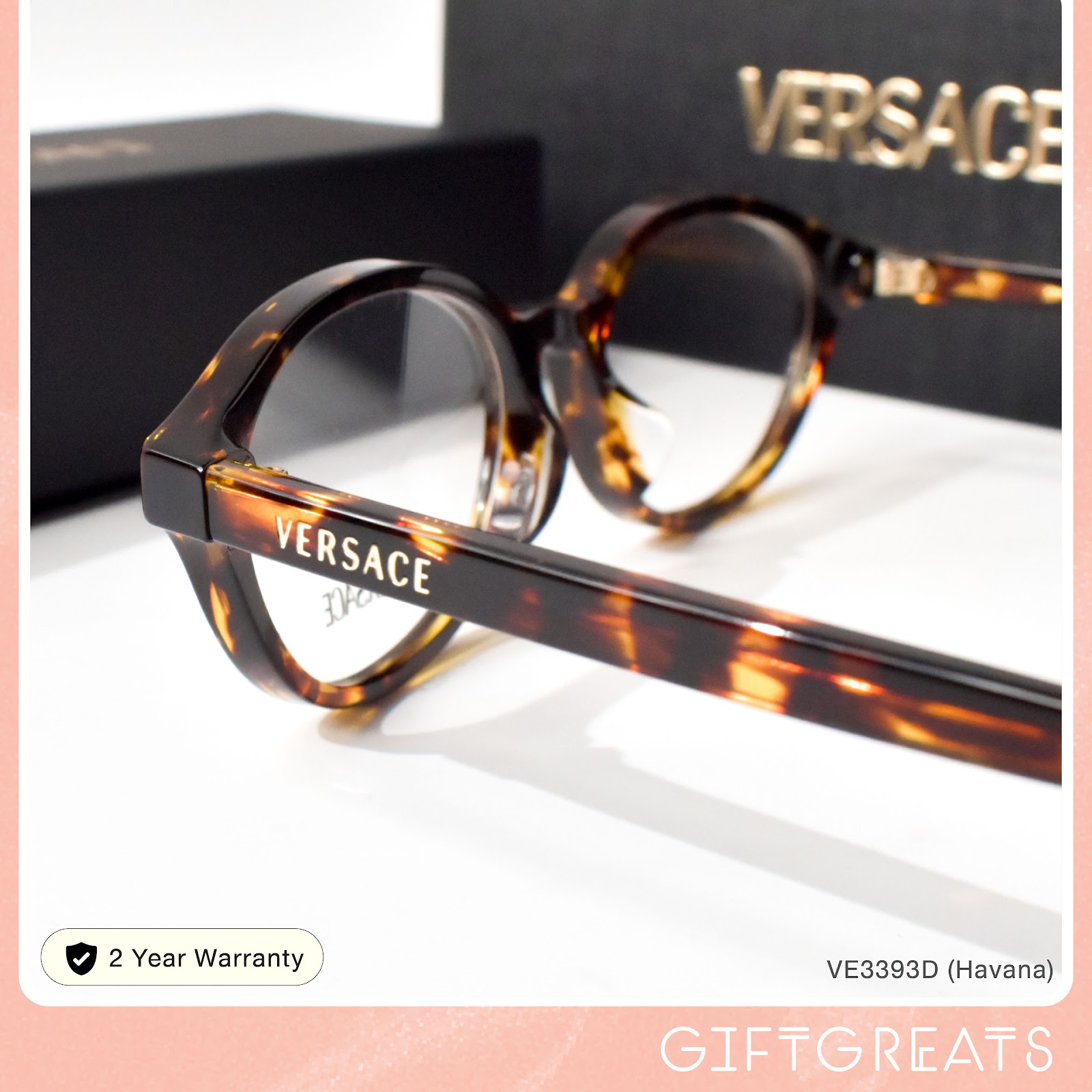 แว่นสายตา Versace รุ่น VE3393D ทรงกลมสี Havana ร้านแว่นตา GIFTGREATS