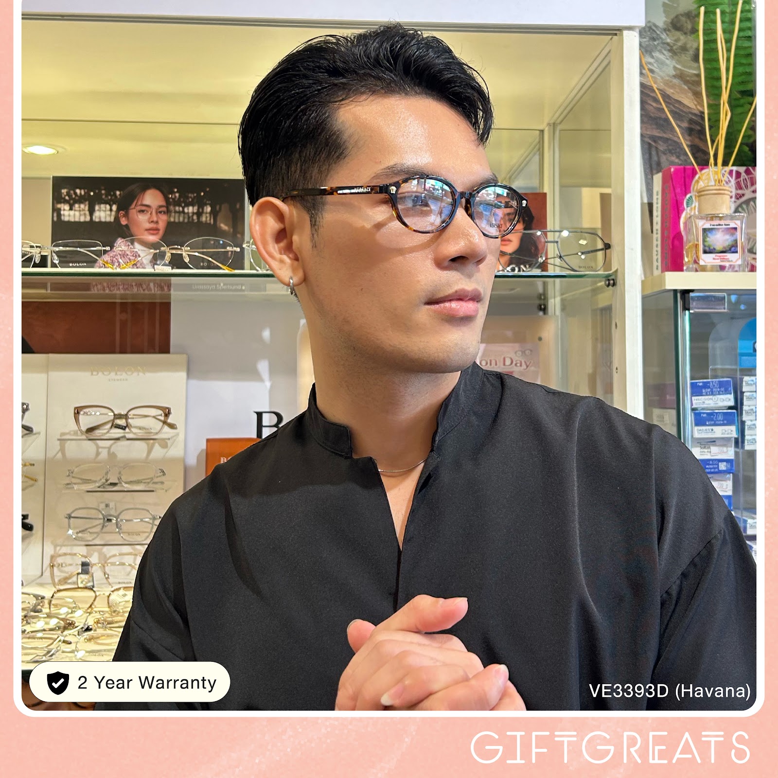 แว่นสายตา Versace รุ่น VE3393D ทรงกลมสี Havana ร้านแว่นตา GIFTGREATS