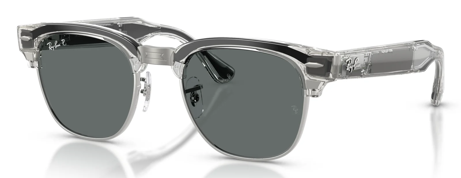 RAY-BAN META CLUBMASTER RW7004 สีสีแดงเหล็กโปร่งใส (693081) มุมเฉียง