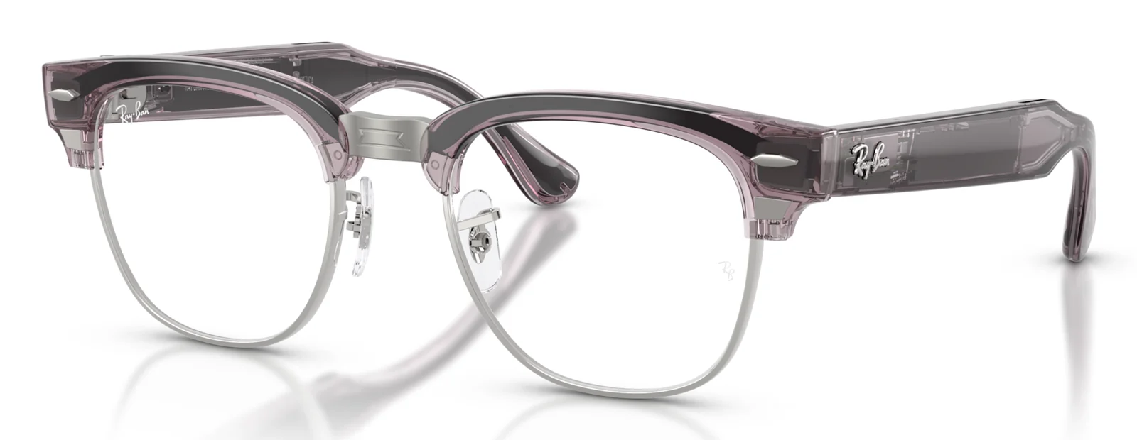 RAY-BAN META CLUBMASTER RW7004 สีกล้วยไม้โปร่งใส (6932MI) มุมเฉียง