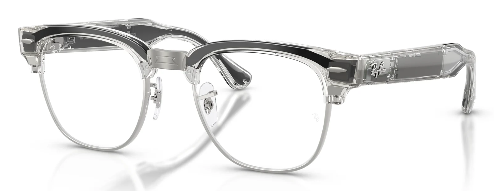 RAY-BAN META CLUBMASTER RW7004V สีสีแดงเหล็กโปร่งใส (8548) มุมเฉียง