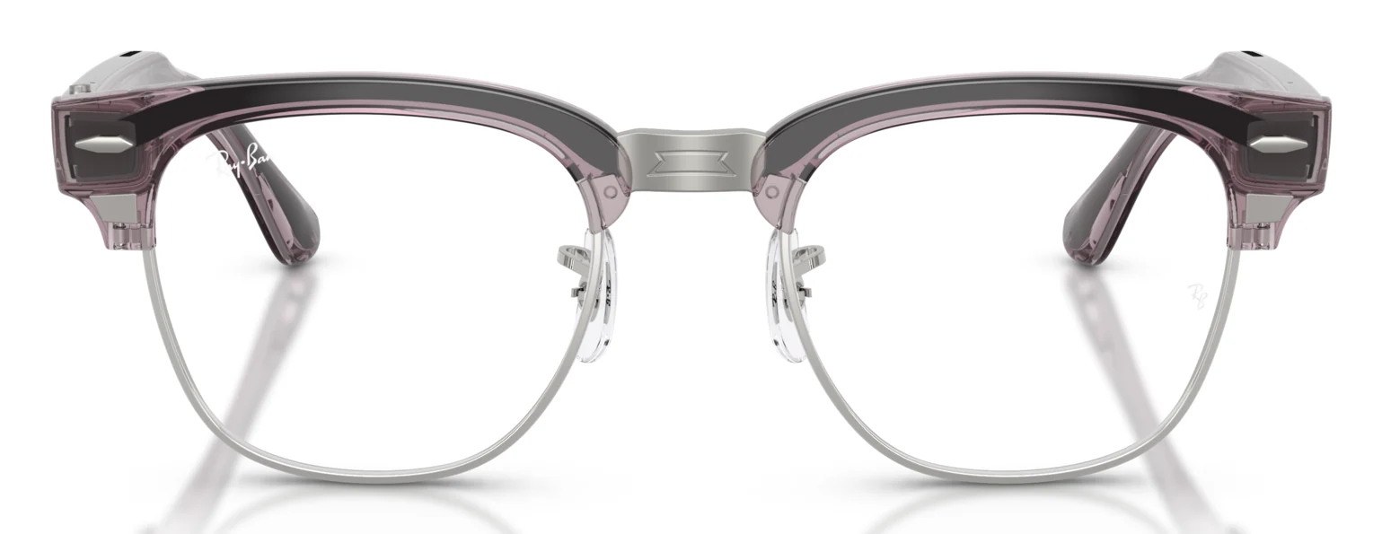 RAY-BAN META CLUBMASTER RW7004V สีกล้วยไม้โปร่งใส (8550) มุมหน้าตรง